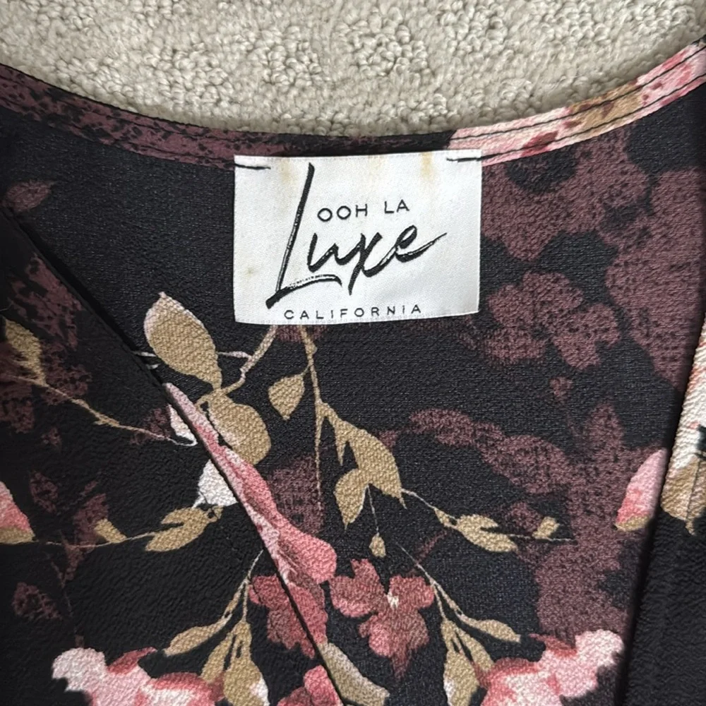 Ooh La Luxe Pink and Black Wrap Maxi Dress Ankle High Low - Picture 2 of 3